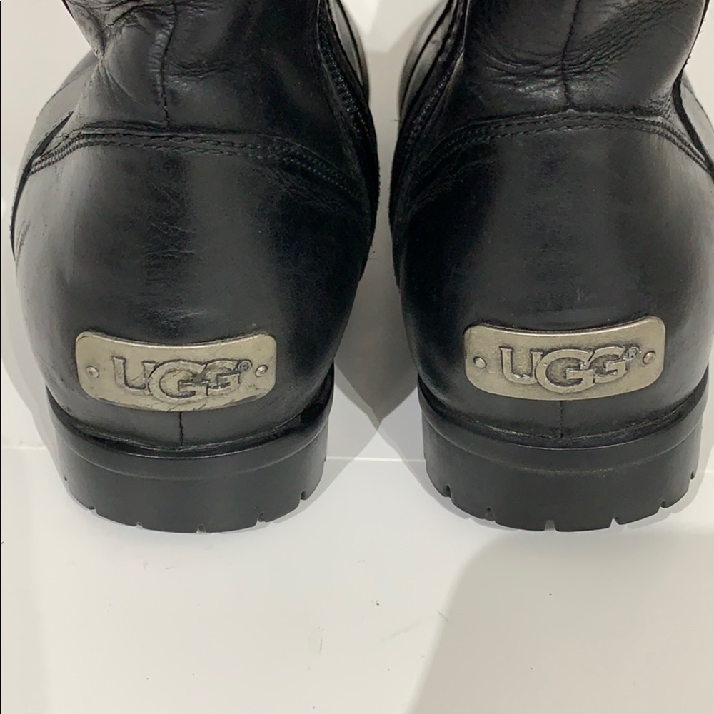 UGG Black Leather Wedge Boots